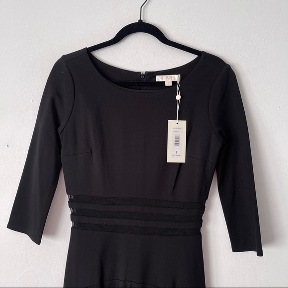 Erin Fetherston 2 Black Tess Dress Fit Flare Sheer - Picture 9 of 13